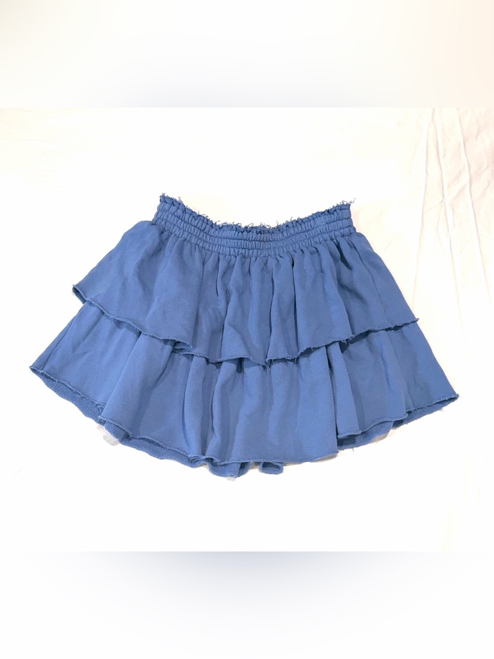 Aerie Ruffled 100% Cotton Tiered Mini Skirt Slate Blue- size M